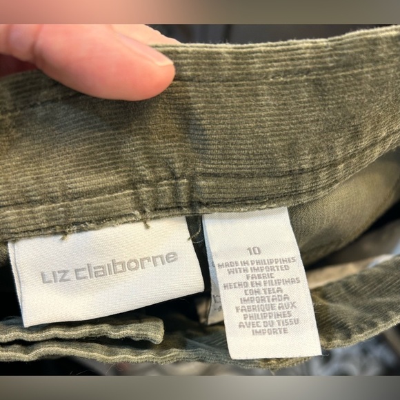 Women's Khaki Green Corduroy Pants Size 10 Boho 90's Grunge Western Hippie Y2K - Picture 3 of 8